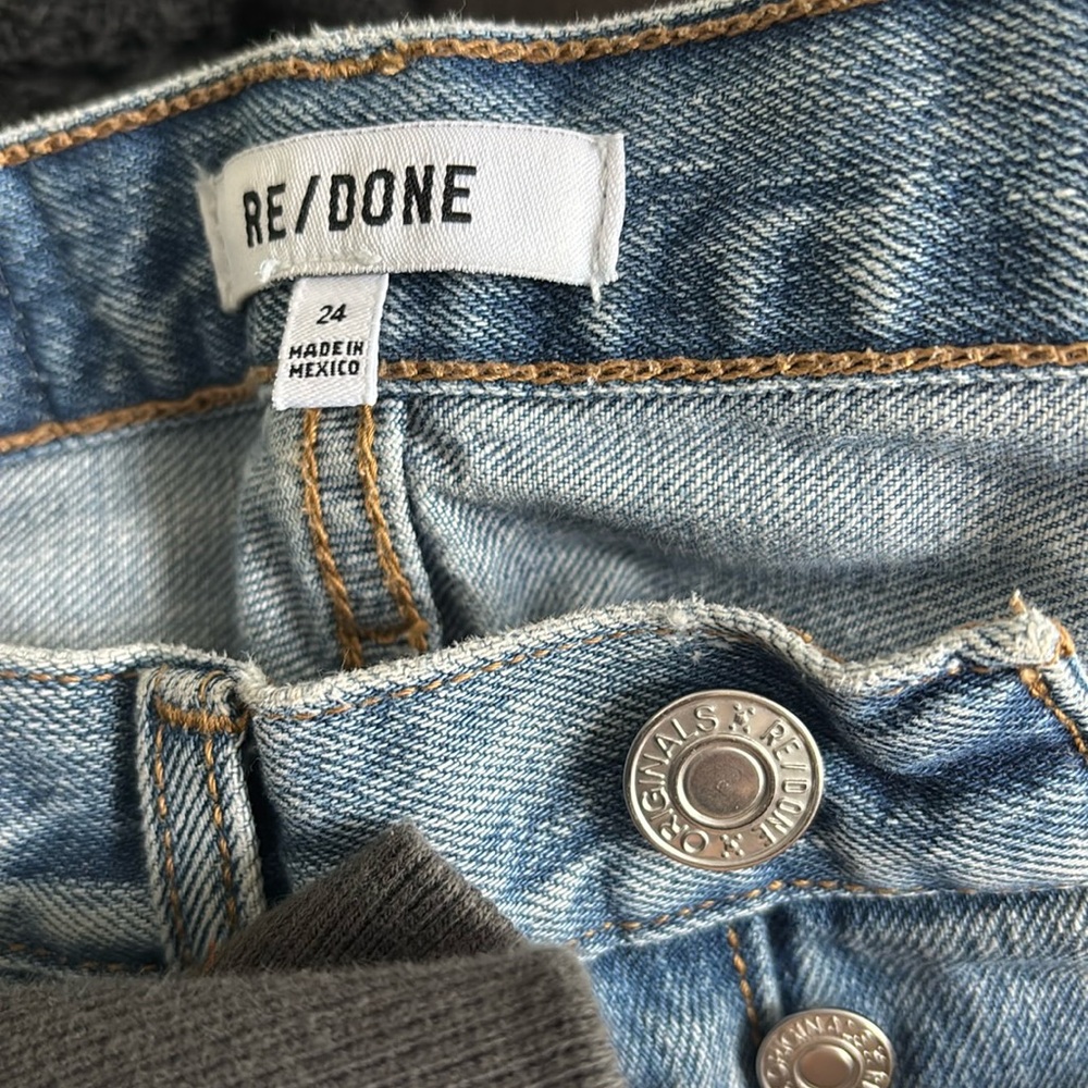 Re/Done High-Rise Light Blue Straight Jeans - Picture 2 of 5